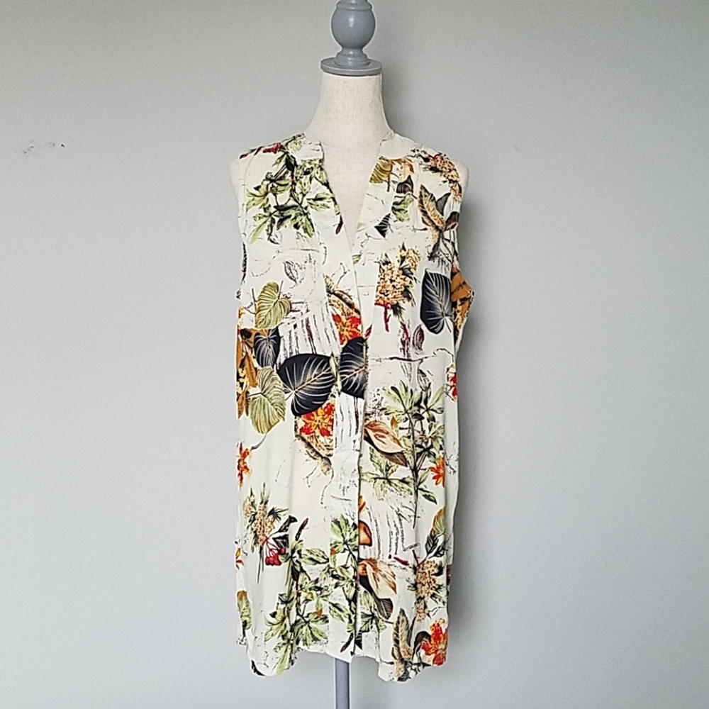Palm Leaf Tunic L , Pool or Beach Cover Up